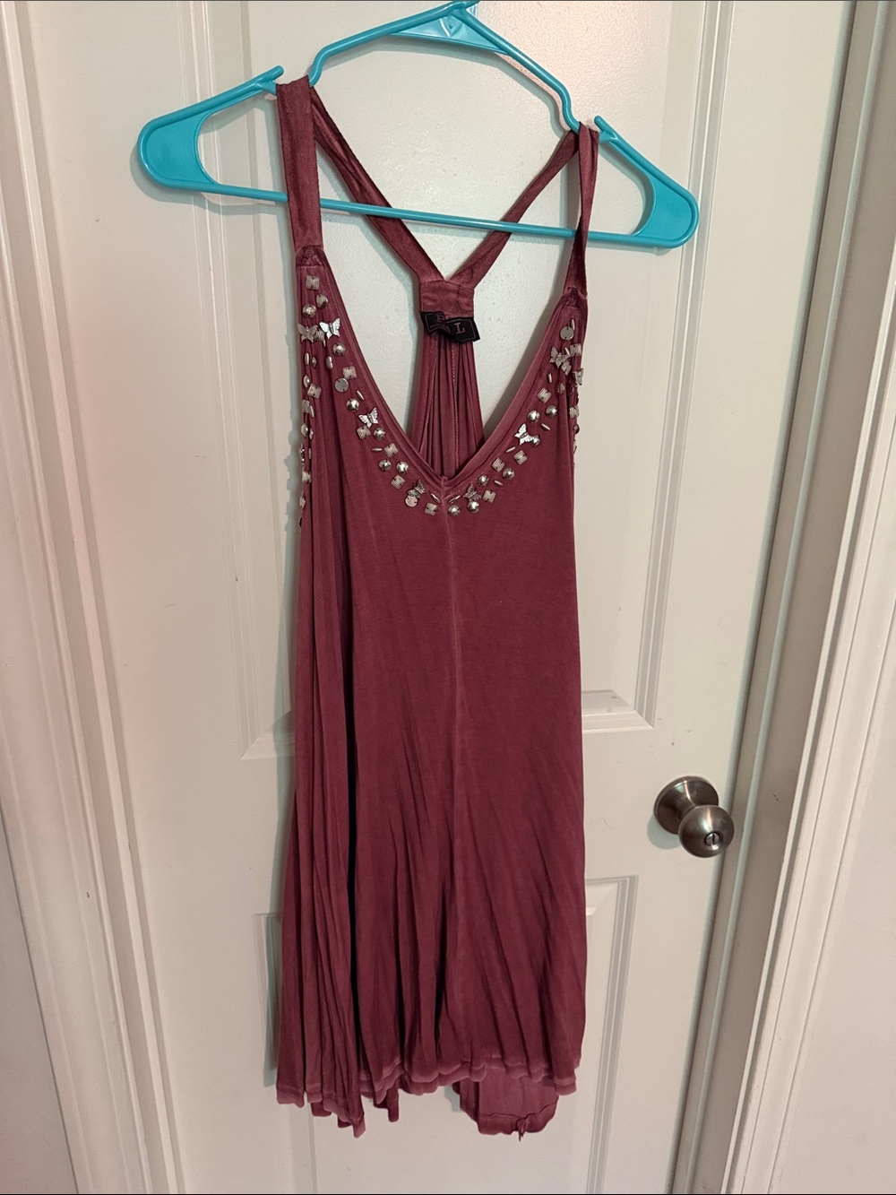 POL Mauve Embellished V-Neck Mini Dress